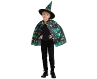 Role play set for kids Green Wizard (cape, hat), size 120/130 cm